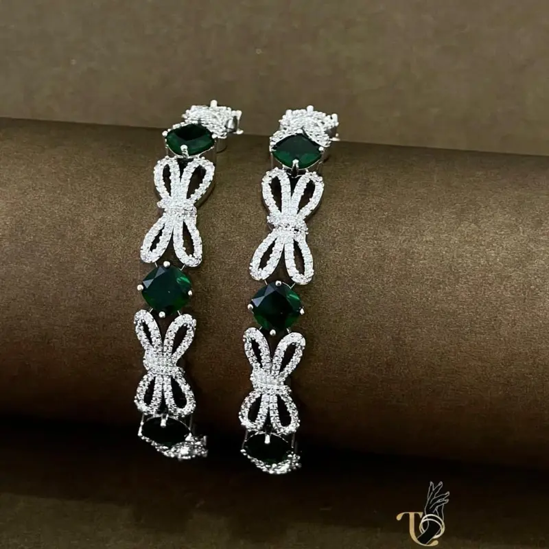 Fuchsia CZ Diamond Bridal Bangles 2pcs Pair Indian Emerald Jewelry Sizes 2.4 2.6 2.8 Premium American Diamond Zircon Bangles for Special Occasions