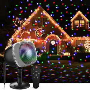Christmas Halloween Projection Light Outdoor Edition, 15 Colors Rotating Snow Effect, Remote Control, Landscape Lighting for Home Garden Party Decor