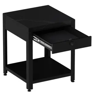Square double-layer coffee table with hidden compartment and fingerprint lock - Living room dining table, suitable for apartments, homes, apartment buildings