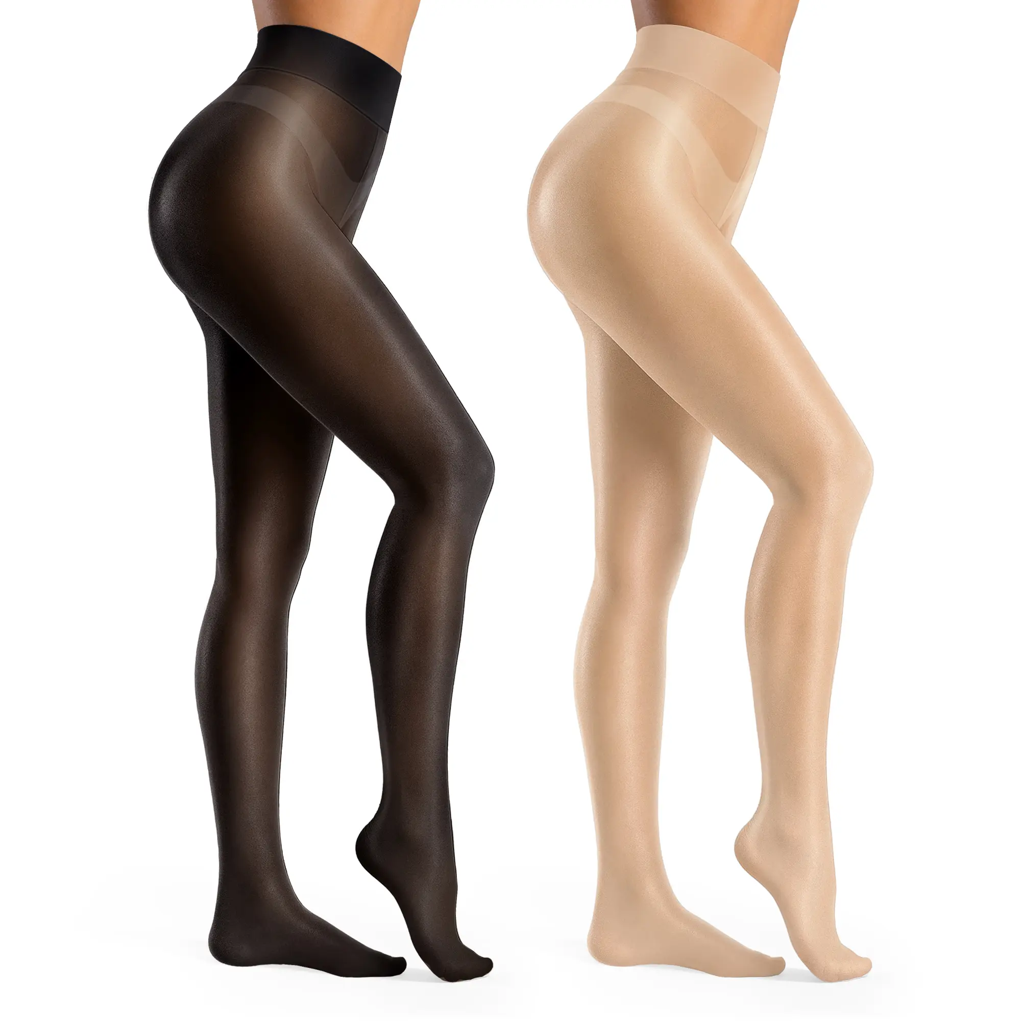 Vertvie Women’s Shiny Sheer Tights – High Waist Silky Pantyhose with Oil-Shine Effect, Shimmery Nylons for Dresses, Elastic Comfort Fit