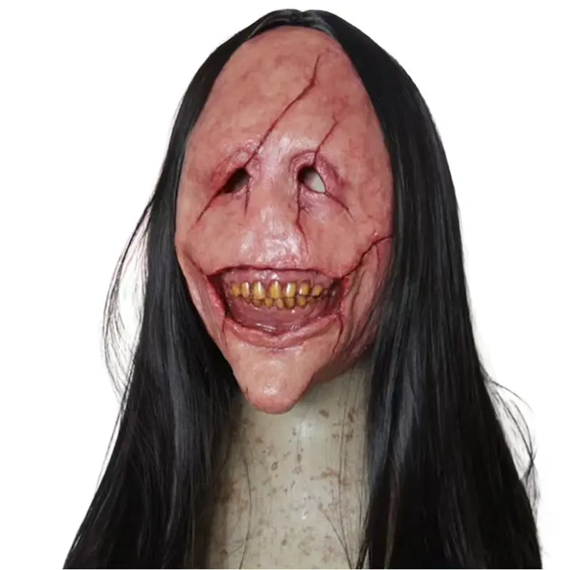 Realistic Demon Mask with Wig, Extra-Large Street Style Horror Prop, Synthetic Latex Costume Accessory for Adult Halloween, Demon Face, Photorealism, Horror Costume Enthusiasts, Uncharged, Accessories, All Seasons
