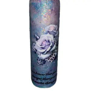Purple Leopard Flower - Casual Womenswear Design with Glittery Finish and Floral Elements Rotating Stanley