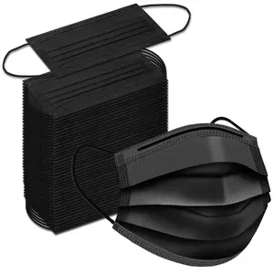 Black Disposable Face Masks, 100 Pack 3 Ply Protection Face Mask, Soft Breathable Disposable Masks For Adults, Male-Female, Teenagers, Daily Use, Outdoors, School and Office