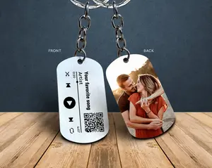 Custom Song QR Code Keychain, Valentines Gifts For Him, Personalized Gifts For Boyfriend, Couple Photo Keychain, Anniversary Gifts