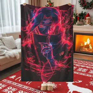 Anime "Naruto" Uchiha Itachi Flannel Blanket, Soft Warm Blanket, Air Conditioning Room Blanket, Flannel Comfort Blanket, Home Office Travel Camping Warm Nap Blanket, Flannel Wool Blanket, Lightweight Comfort Blanket, Dinosaur Print Blanket  Light
