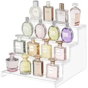 Multifunctional 4-Tier Transparent Acrylic Organiser, Space-Saving Plastic Storage Rack for Perfumes, Skincare Products