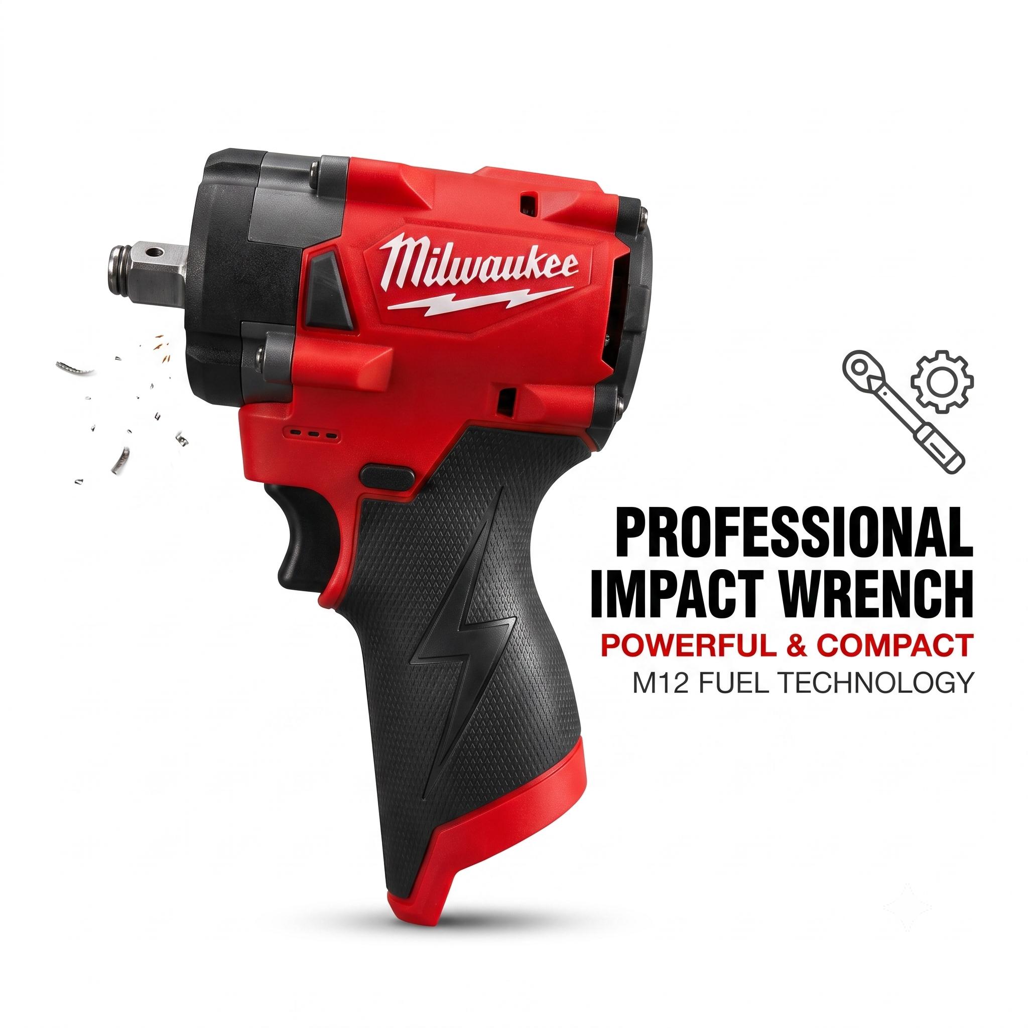 Milwaukee M12 Series 1/2" 300NM Brushless Cordless Impact Drill - Includes M12 Charger, 12V 8Ah High-Capacity Battery, Tool Bag - For Metal/Wood Screw Fastening, Metal Frame Self-Tapping Screw Installation, Charger + Bag, Wood/Metal