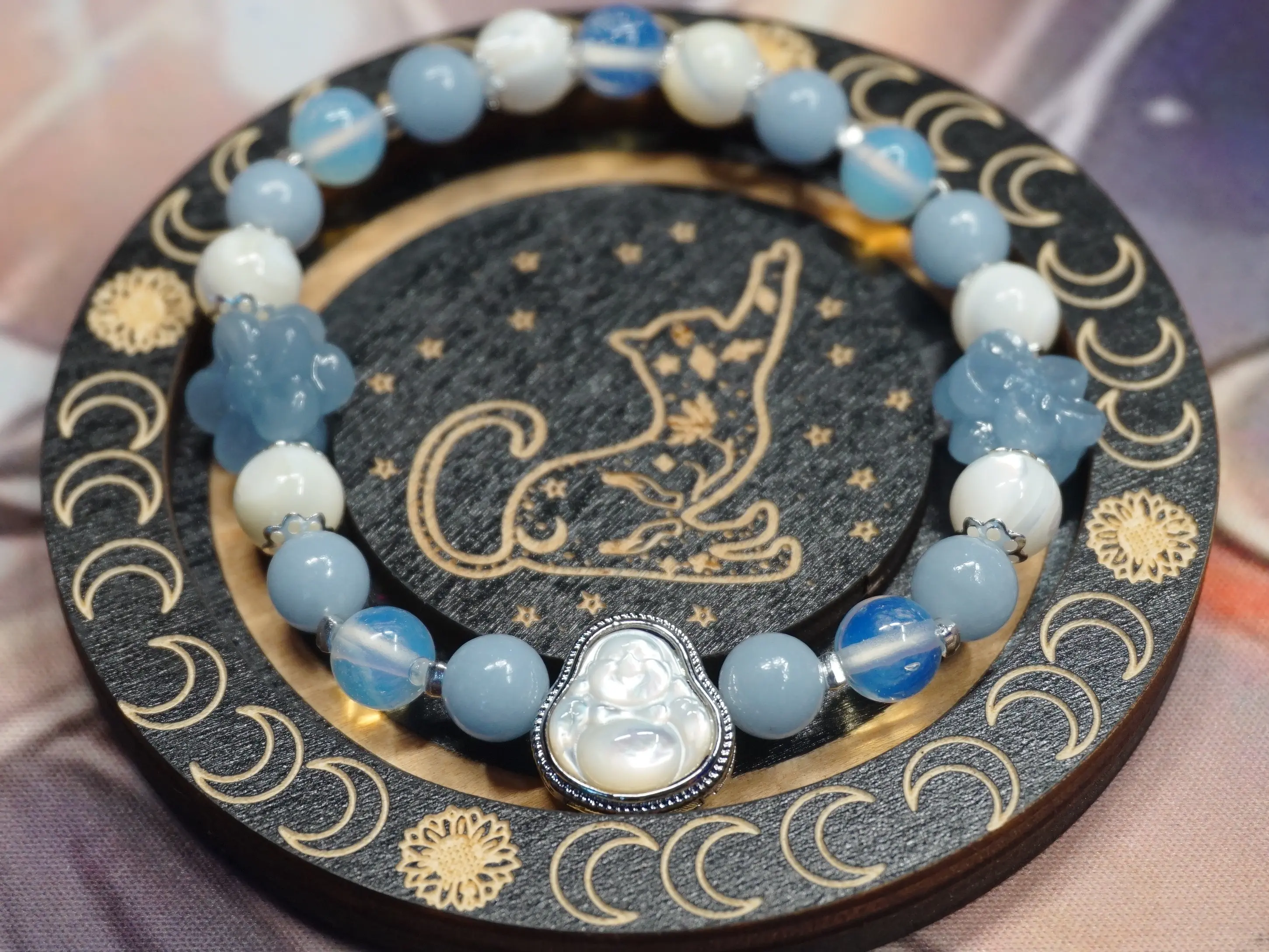 Angelite & Opalite Buddha Bracelet