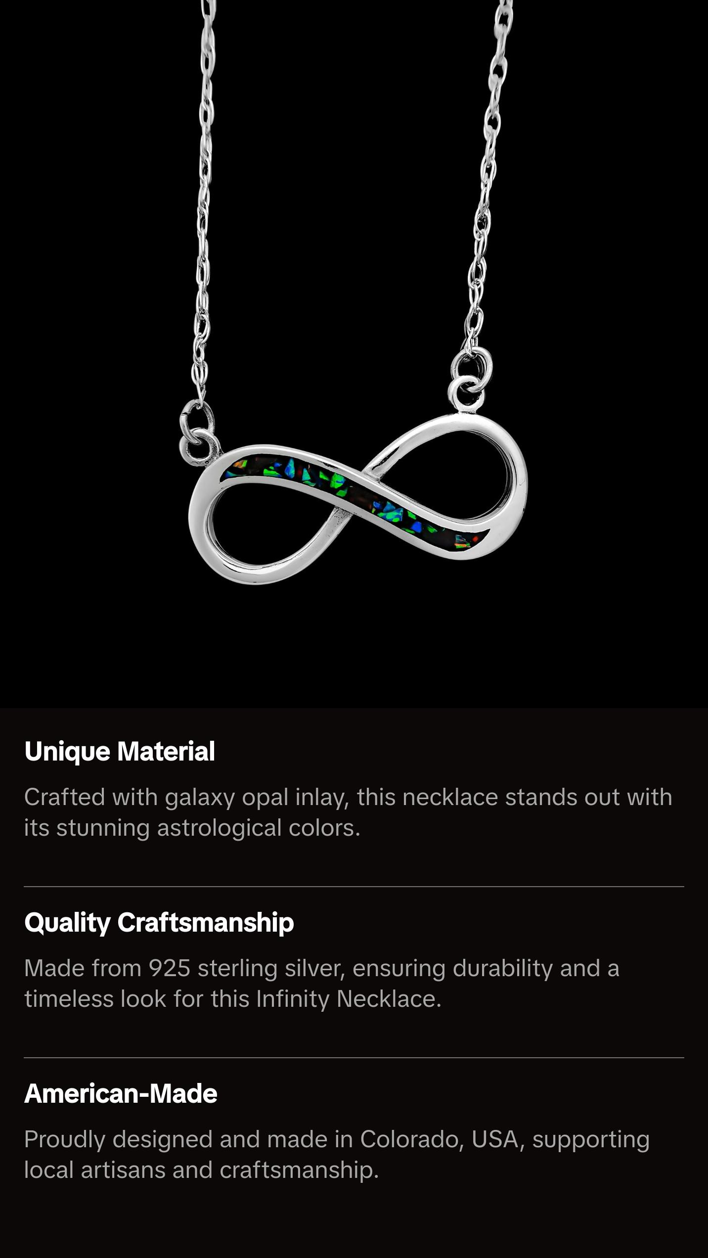 Infinity Necklace, 925 Sterling Silver Pendant, Infinity Pendant, Eternity Necklace, Forever Necklace, Opal Infinity