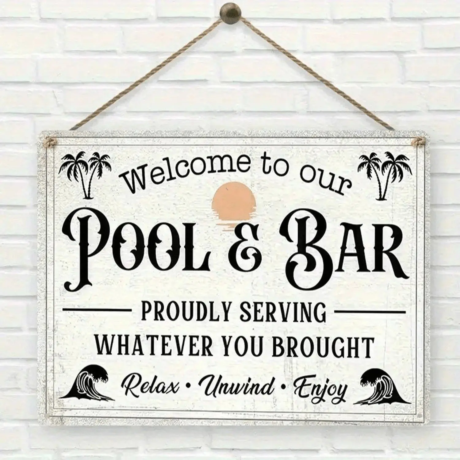 1pc Iron Pool & Bar Tin Sign - Rust-Resistant, Durable Home Decor for Poolside Bars, Outdoor Events - High-Quality Decor for Unwinding and Fun