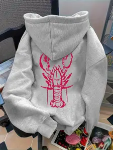 Women's Casual Animal Print Hoodie Long Sleeve, Loose-Fit Adjustable Drawstring Pocket Sweatshirt, Thick Fabric Fall & Winter Fashion, Daily Wear