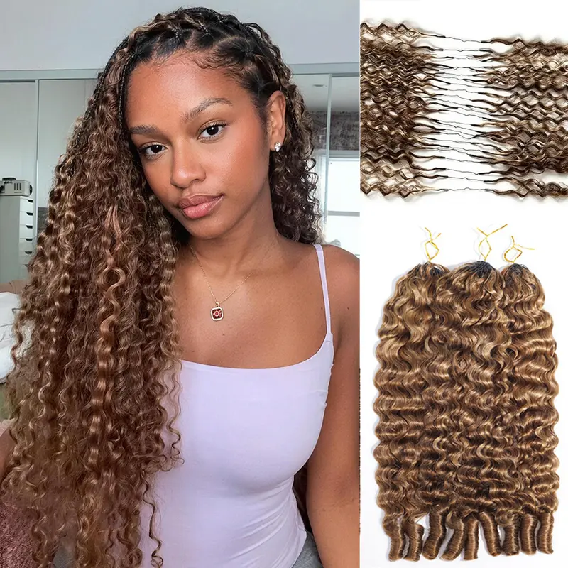 [CROCHET HAIR] Recool Highlight Ombre Burmese Curly Crochet Human Hair Kinky Curly Honey Blonde Protective Hairstyles For Black Women Mircale Knots Hot braids Vacation Hair Time-Saving Wear #tiktokshopstockup