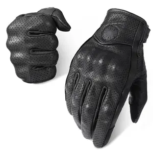 Outdoor Sports Gloves, Breathable Genuine Leather Touchscreen Hard Shell Anti-Slip Windproof, Motorcycle Riding Hiking Rock Climbing Protection Gear, Protective Gear