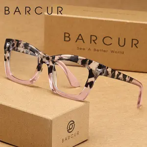 BARCUR Thick Frame Square Reading Glasses, Fashion Leopard Print Combination Frames, Unisex Multi-Color, Adjustable Strengths, Holiday Gift, High Quality Eyewear