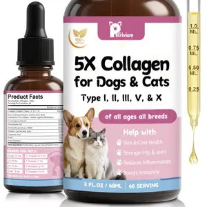 Collagen for Dogs, Liquid Collagen for Dogs and Cats - 5 Types of Grass-Fed Collagеn (I, II, III, V & X) for Skin & Coat, Itch Relief, Hips & Joints with MSM, Biotin and Hyaluronic Acid, 2 Oz