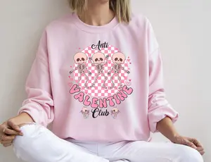 Anti Valentine Club Sweatshirt, Funny Skeleton Shirt, Single Valentine Sweater, Funny Valentine's Day Shirt, Anti Valentines Day Sweatshirts Gifts for Friends, Single Group Shirt