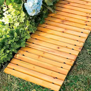 8' Straight Outdoor Wooden Pathway | 17" Wide  Outdoor Garden Walkway | Weather-Resistant Hardwood Cedar Board Walkway Landscape Edging | Decorative Lawn Patio Wedding Party