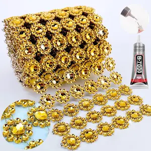 4In X 3Yards Rhinestone Mesh Fabric Roll for Crafts Mum Wrap Trim