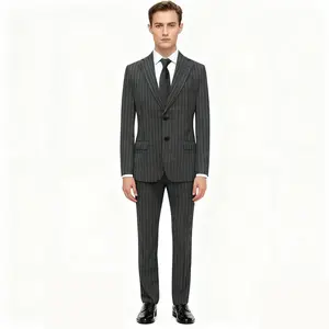 ‍️ Men's Slim Fit Pinstripe Suit Set | Premium Fabric Formal Wedding/Business Outfit | Sharp Look Groom Office Suit | Stylish Trendy Men's Formal Wear bedazzled  suit business jacket luxury  suits Plaid Prom Suit Set Slim-Fit Single Breasted Suit slim  me