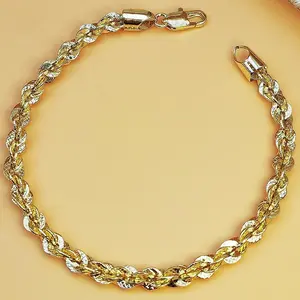 Women's 18K Gold Plated 2-Tone Mirror Chain Bracelet, Tarnish-Resistant Fashion Costume Jewelry Bracelet