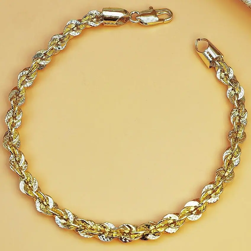Women's 18K Gold Plated 2-Tone Mirror Chain Bracelet, Tarnish-Resistant Fashion Costume Jewelry Bracelet