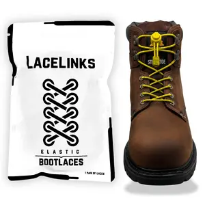 Lacelinks Elastic Bootlaces - High Strength Polyester - Cut to Length 98in Shoelaces Boot Straps