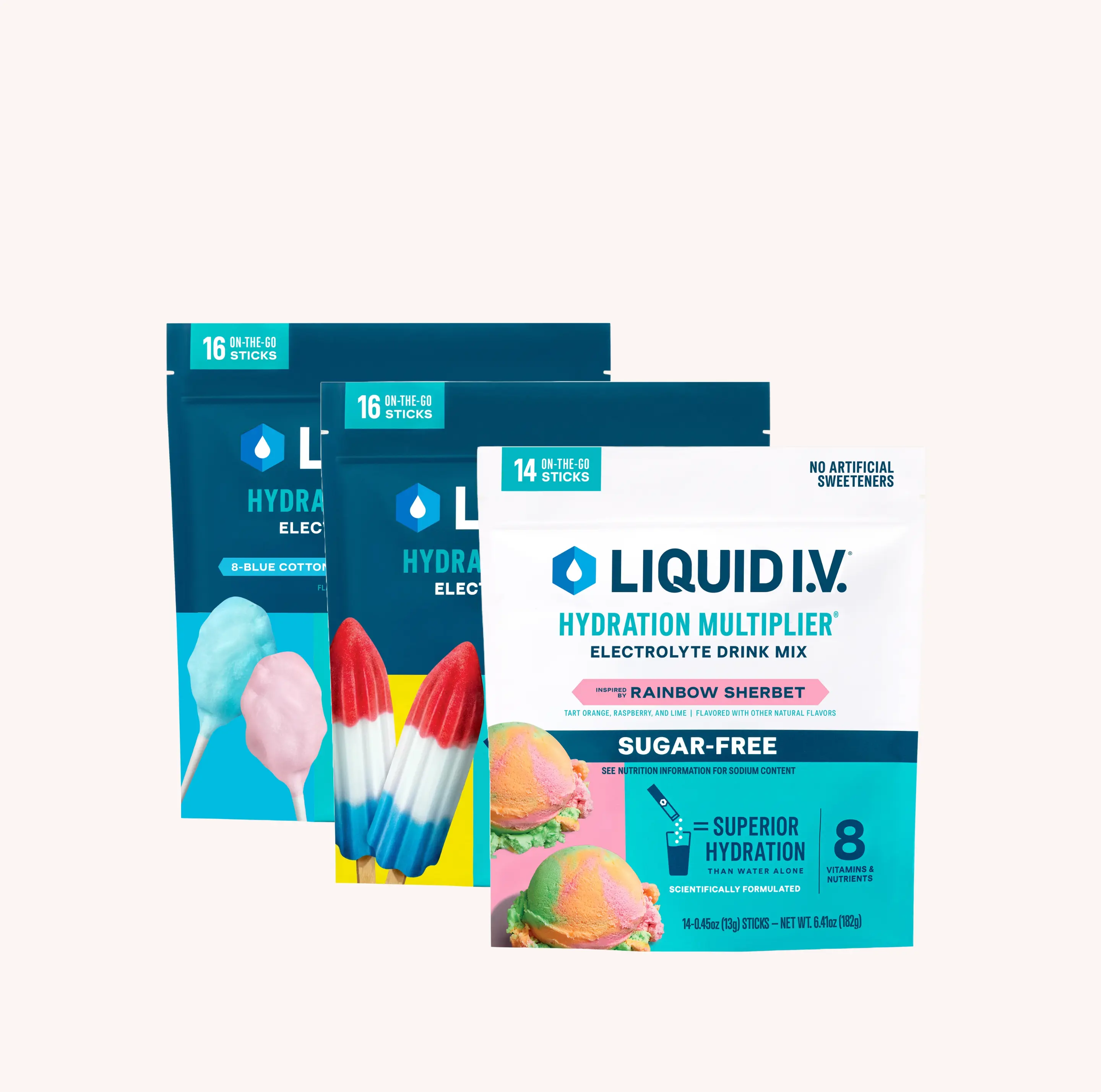 Liquid I.V. Hydration Multiplier + Sugar-Free Hydration Multiplier - TikTok Viral Trio Bundle - Hydration Powder Packets | Electrolyte Powder Drink Mix | Convenient Single-Serving Sticks | 8 Vitamins & Nutrients | 3 Pack (46 Servings)