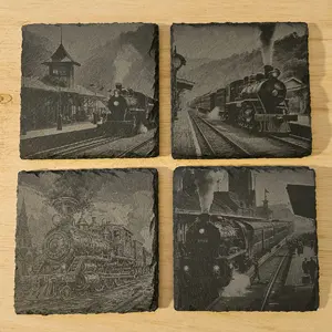 Laser Engraved Slate Coasters Gift Set