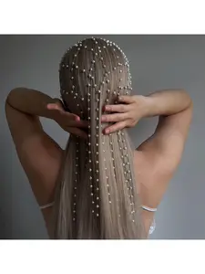 New Pearl Hairband Versatile Fairy Fringe Hairband with High-End Feel, Evening Dress Accessories Hair Decor, Zigzag Headband