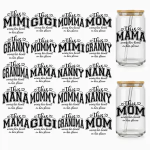 Mother's Day UV DTF Cup Wraps Bundle, 16oz Libbey Glass Can Transfers, Watercolor Floral & Religious Quotes, 3D Waterproof Stickers, Decal Sticker