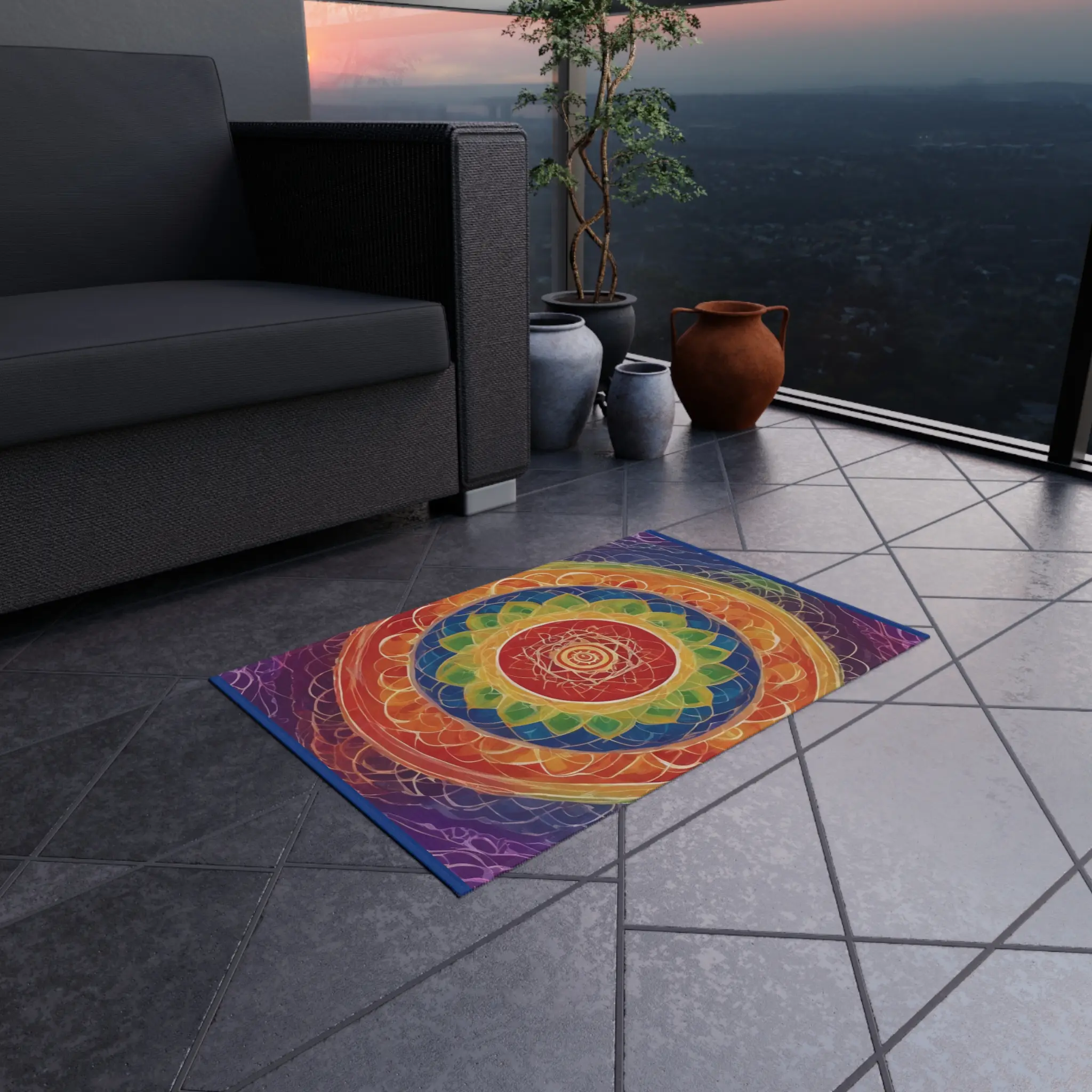 Live Source Divine LLC Sacred Space Prayer Mat | Indoor & Outdoor Non-Slip Meditation Rug | Vibrant Home Decor