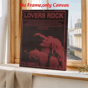 Music Wall Art, TV Girl "Lovers Rock" Album Poster, French Exit Indie Pop Artistic Style Printing, Red Toned Canvas Decoration, Bedroom & Living Room Aesthetic, Modern Home Decor, Perfect Gift For TV Girl Fans, Unframed