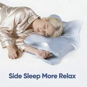 Cervical Neck Silk Contour Pillow - Double-Sided Memory Foam, Soft Surface, Fills Neck Space, Removable Breathable Pillowcase, Hand Rest Area for Stomach & Side Sleepers, Cervical Neck Pillow