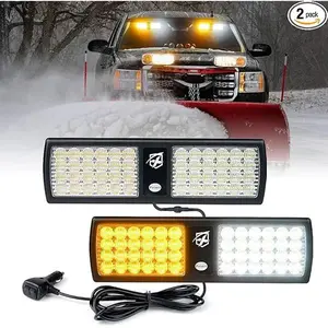 Xprite White/Amber 2-in-1 Visor Strobe Lights Interior Windshield Emergency Warning Lights for Police Firefighter Construction Vehicles Trucks