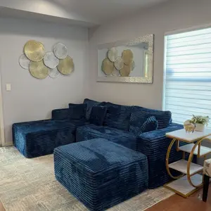 XIZZI 108" Oversized Modular Cloud Sectional Sofa Set with Ottoman, L/U Shaped Boneless Couch High-Density Foam Plush Corduroy Deep Seat Sofa Bed for Living Room Bedroom, No Assembly Required