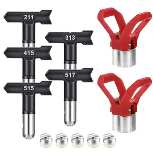 Spray Tips for Airless Sprayer,  Reversible Airless Paint Sprayer Nozzle Tips 5 Pieces with 2PCS Nozzle Seats, Airless Paint Spray Guns Nozzles Set, Painting Accessories
