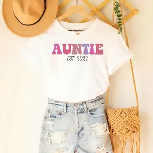 Custom Auntie T-Shirt With Ephew Names, Aunt Est Year T Shirt New Auntie Gift, Personalized Auntie Shirt With Kids Names