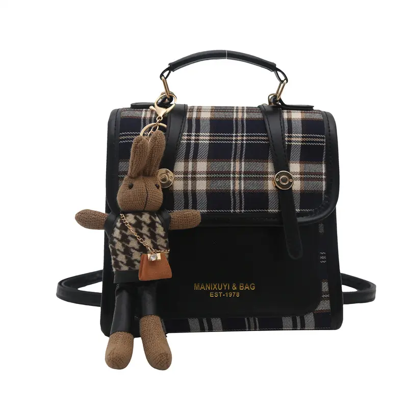 Women Fashion Casual Daypack Dual-use Travel Rucksack with Plaid Pattern and Versatile Carry Options