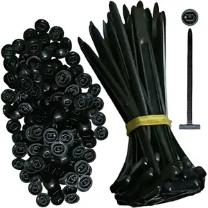 200PCS Heavy Duty Self-Locking Zip Ties Holder with Pin & Button Design Nylon Universal Cable Tie Buckle Plastic Cable Ties Tool Fasteners Car Body UV Resistant Zipties for Car Daily Auto Fixing