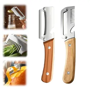 2/4pcs Multi-Functional Vegetable Peeler, Veggie Peeler, Kitchen 3-In-1 Peeler with Bottle Opener, Sharp Stainless Steel Blade, Wooden Handle, Ideal for Vegetables and Fruits