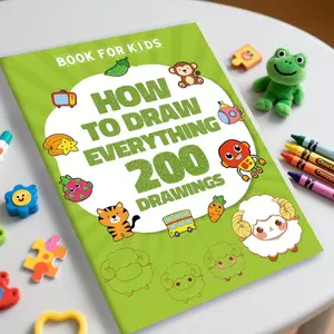 Teenage Doll Drawing Book, 200+ Steps Art & Education Toy, Cartoon Shark Rabbit Sheep Patterns, Creative Writing & Coloring