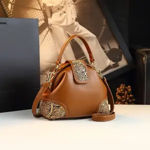 New vintage-style leather bag, elegant dumpling-shaped genuine leather women's bag, exquisite shoulder, crossbody, and handbag for women