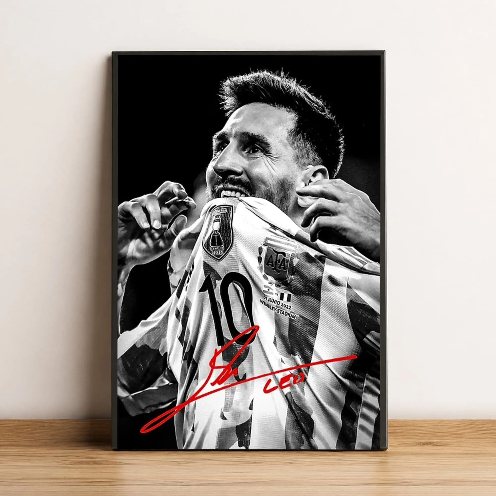 Lionel Messi Celebration Black And White Poster, Soccer Wall Art, Football Fan Gift ( Unframed - Print Only )