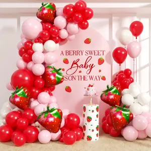 Strawberry Balloons Garland Arch Kit - 153Pcs Different Size Red and Pink Balloons for Girls Sweet One Berry First Birthday Baby Shower Valentine's Day Strawberry Party Decorationsvalen