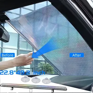 Car Retractable Windshield Sun Shade, Large Sunshade Protector Blocks UV Rays, Reflective Auto Sun Visor Fits Front Window, Ideal Gifts for Mother's Day Father's Day
