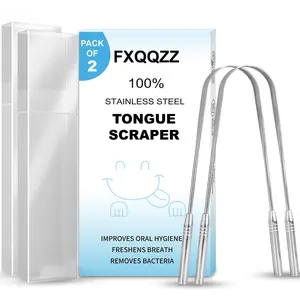 Adult Tongue Scraper Set with Travel Cases, Oral Care Tool for Bad Breath Treatment, Stainless Steel Metal Tongue Cleaner for Daily Use, Tongue Scraping Tool