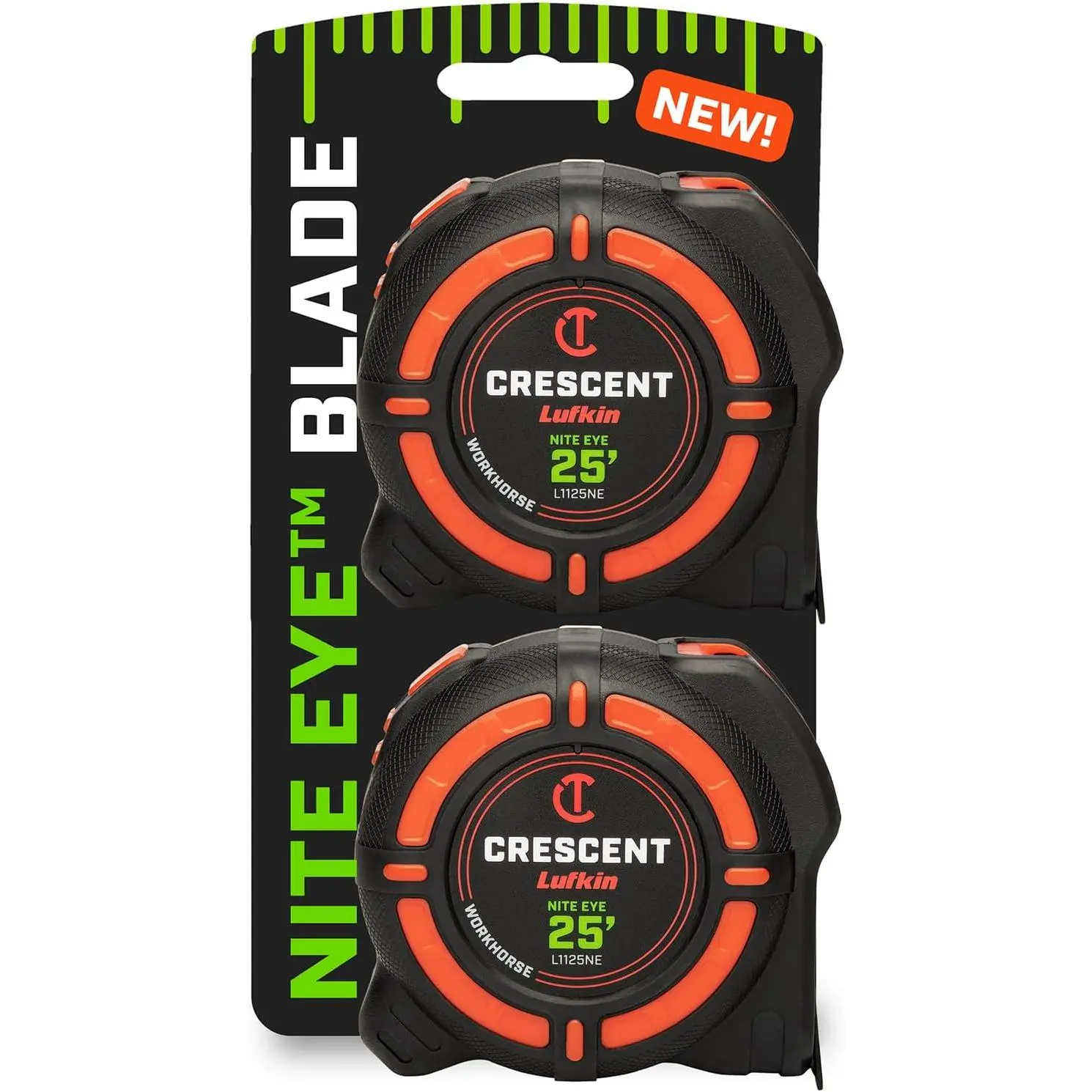 Crescent Lufkin 25 Ft. WORKHORSE NITE EYE Tape Measure | 2 Pack | L1125NESET2V