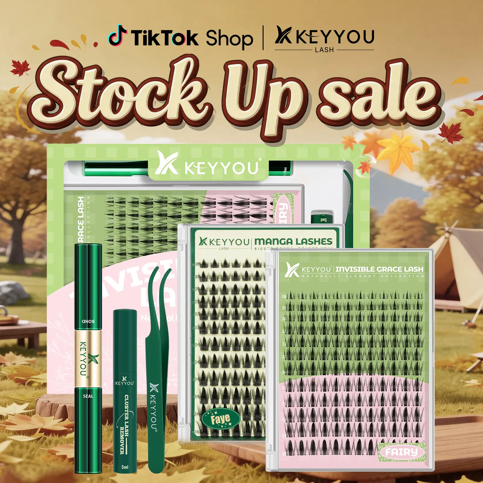 KEYYOU Fairy Lash Clusters Invisible Band DIY Lashes - Individual Clusters or Full Kit to Customize! -Wet Look Waterproof Eyelash Extension Wispy Manga Kawaii Doll Lashes Feline lash look Medusa Lash handmade lash#September Stock Up