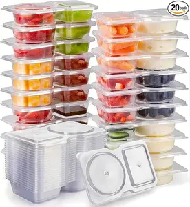 2025 Portion Perfect 20-Pack Snack Containers - Double Compartment Lunch Boxes Keep Meals Fresh & Separate for Effortless Meal Prep, Ideal for Office, Camping, and Daily Commutes
