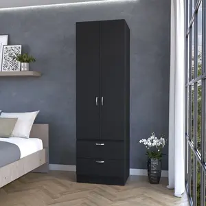 Tall Mayer Wardrobe in Melamine with Two Doors and Two Drawers